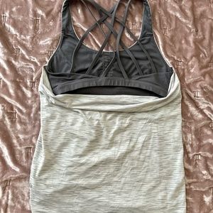 Lululemon Wild Tank Top Heathered Gray Open Back Bra Size 6